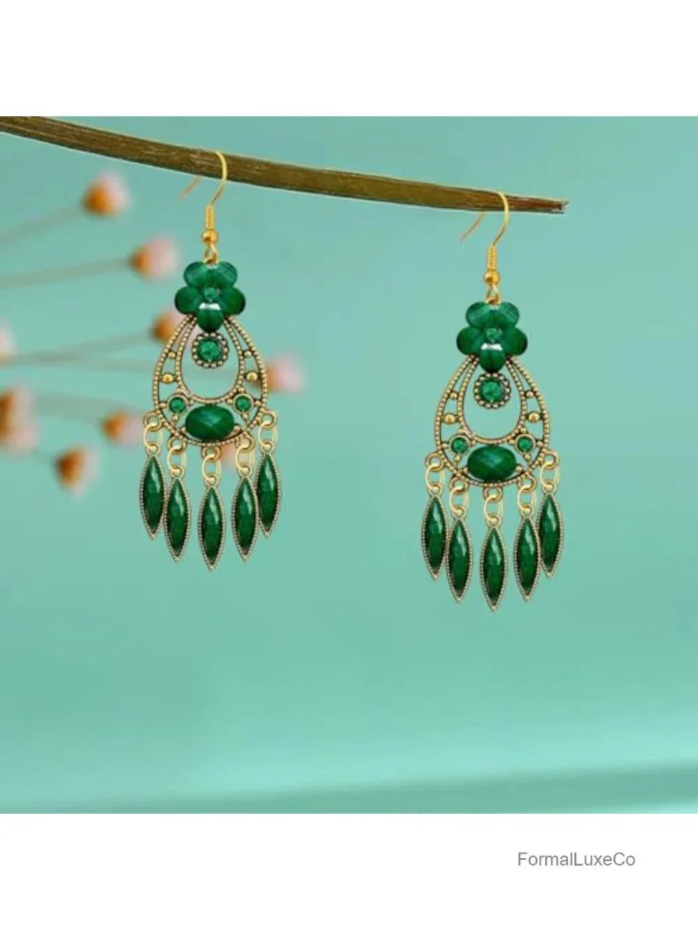 Handmade Bohemian Acrylic Crystal Chandelier Drop Earrings Alloy Hook Floral
